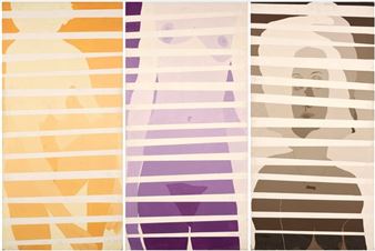 Composition aux femmes orange, violet et taupe - Gerard Casali