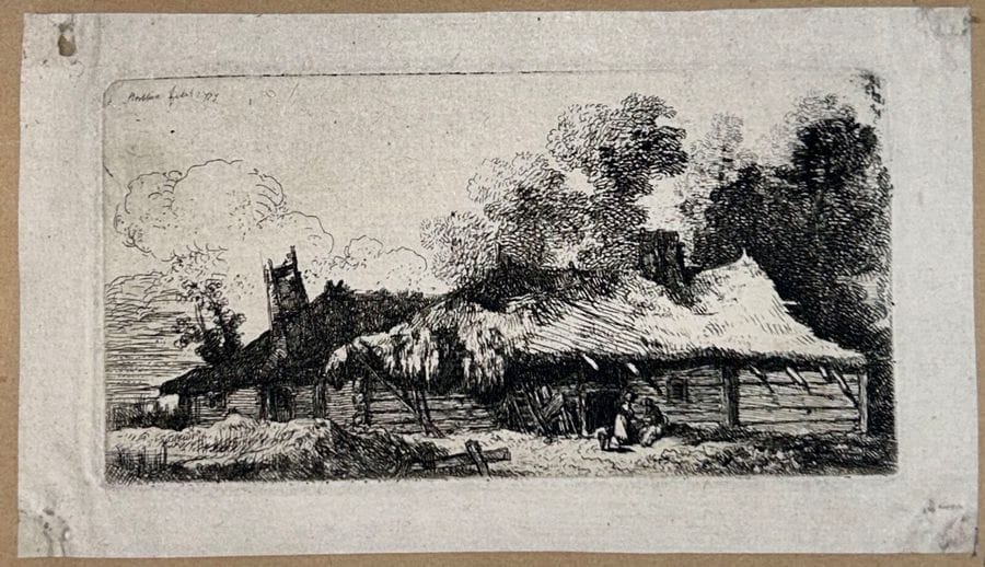 Artwork by Jean-Pierre Norblin de La Gourdaine, The farmyard, Made of Original Etching And Drypoint