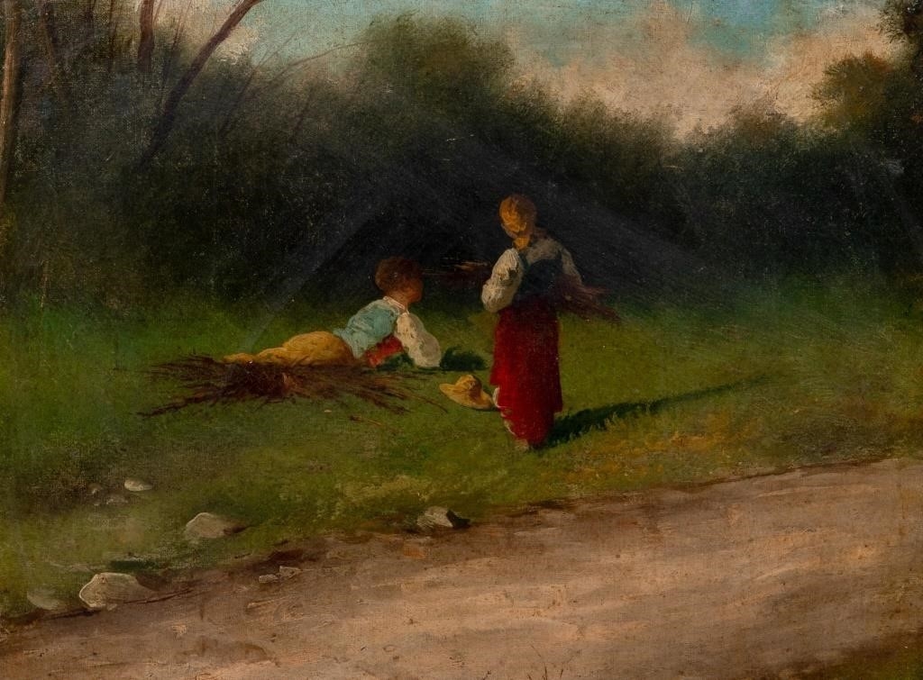 Artwork by American School, 19th Century, Collecting Firewood, Made of Oil On Canvas
