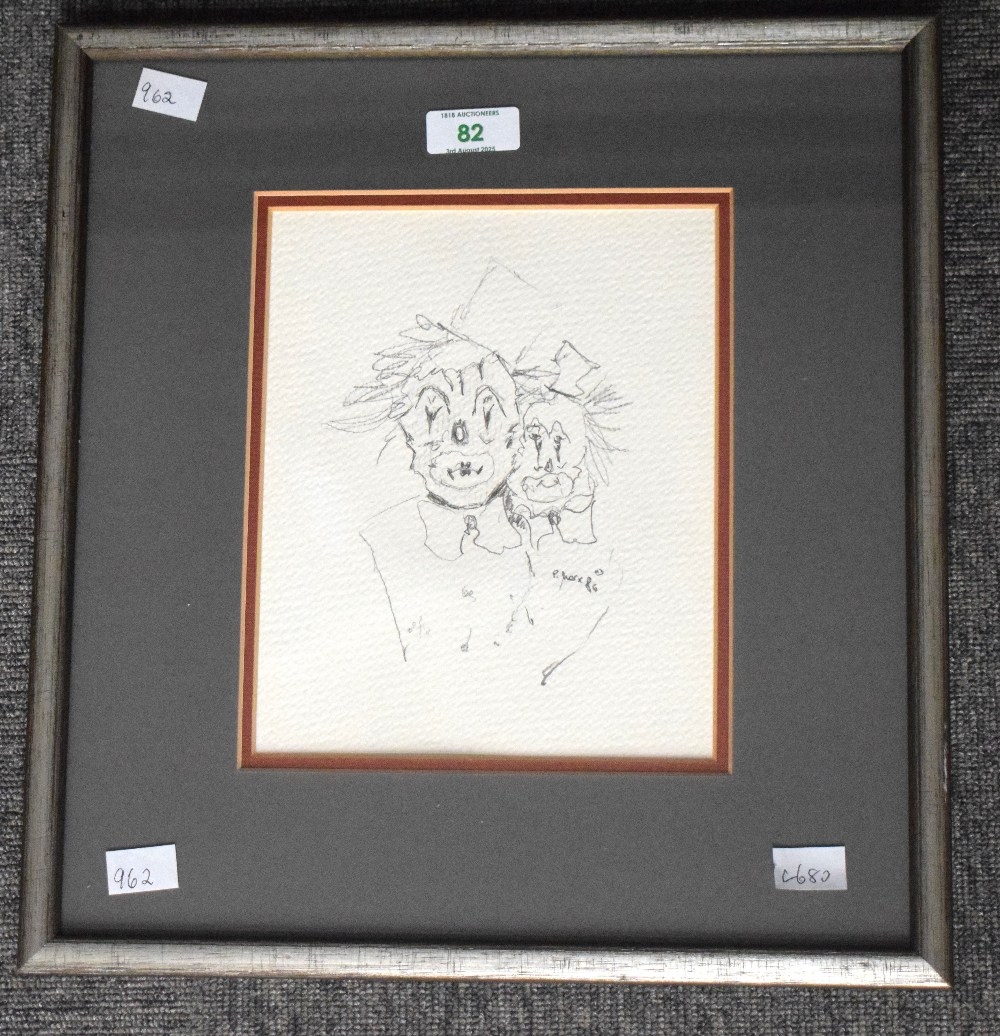Artwork by Peter Marx, pencil sketch, two clowns, Made of Pencil