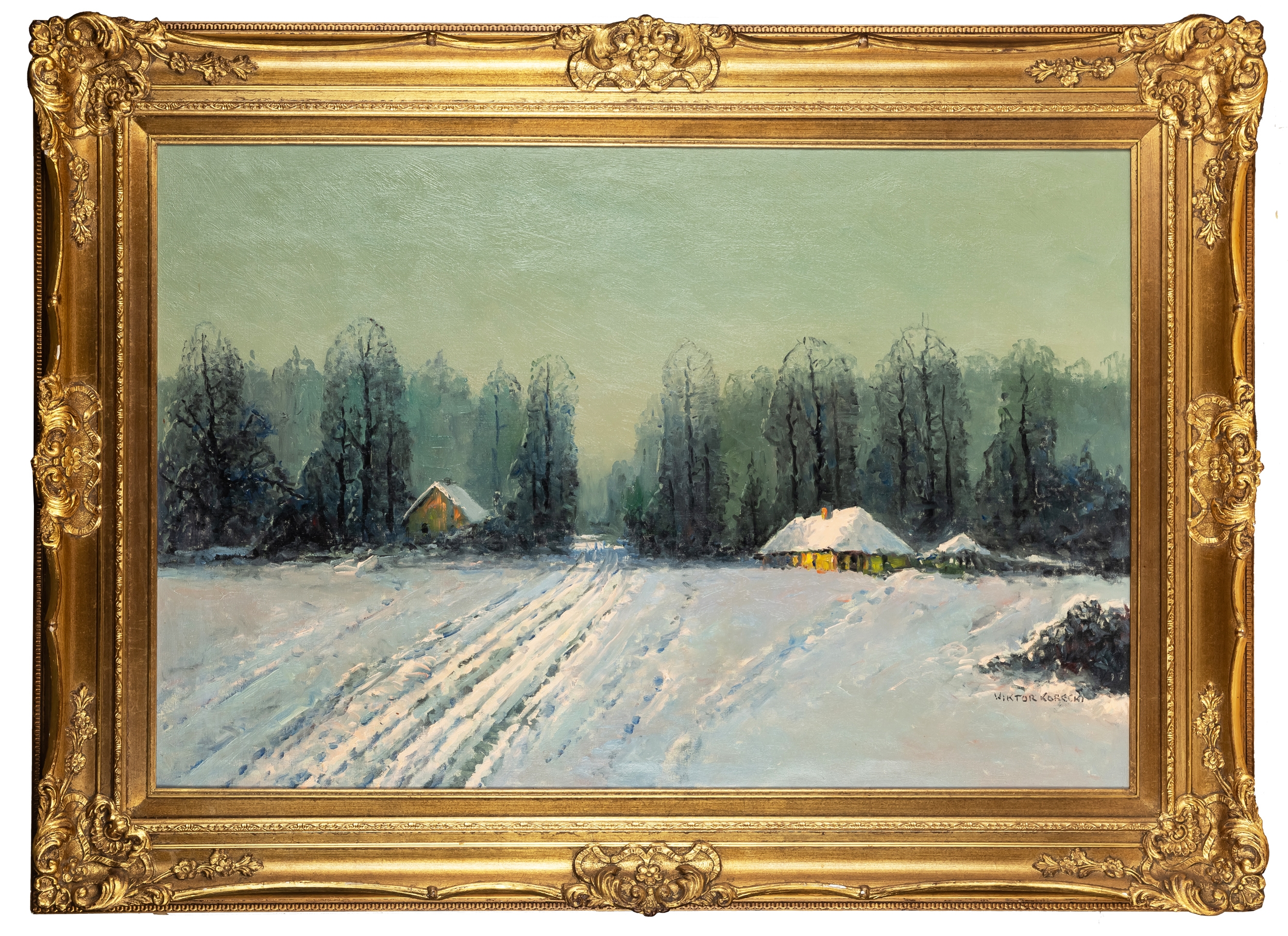 Artwork by Wiktor Korecki, Zaśnieżona droga, Made of Oil on canvas