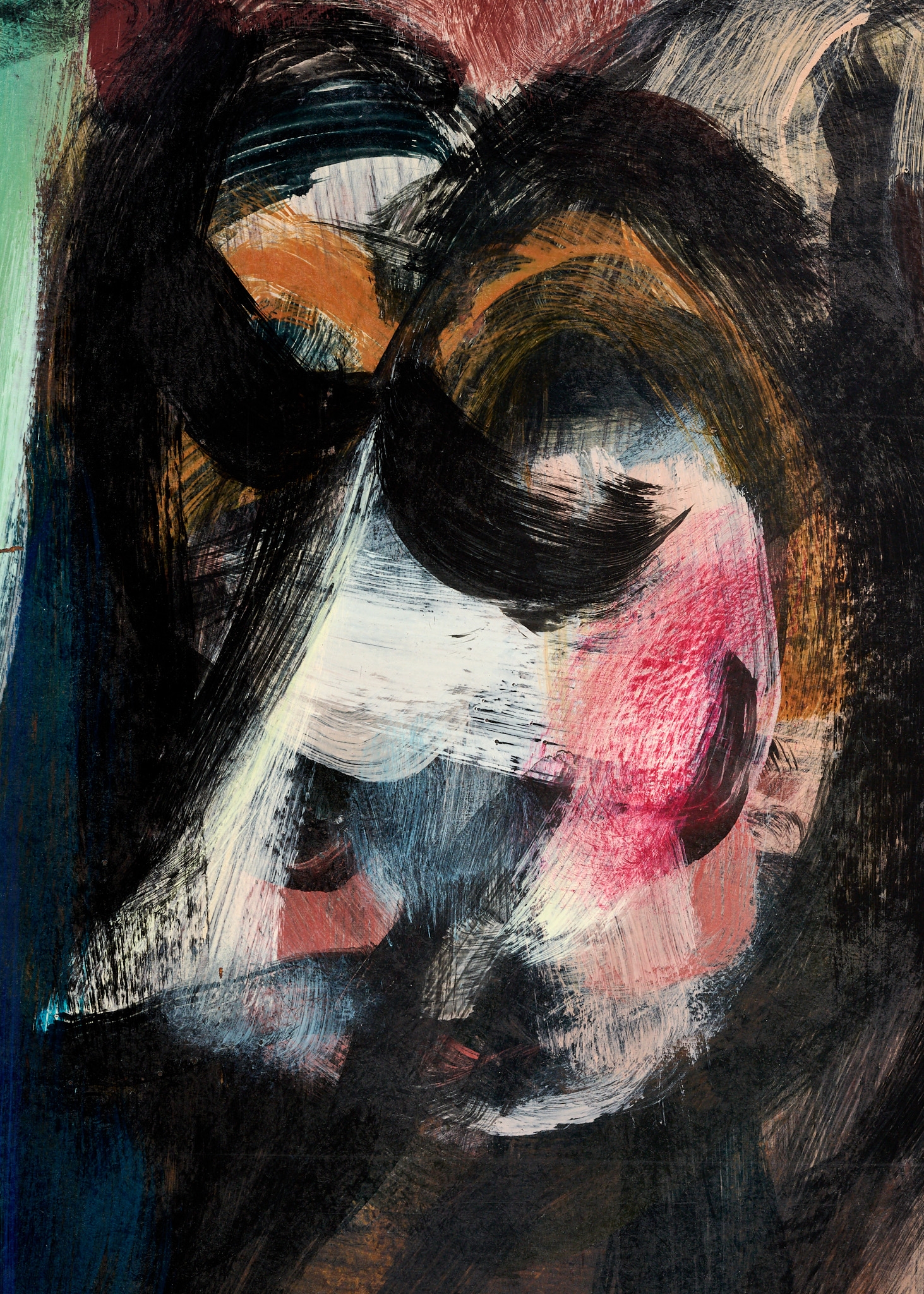 Artwork by Hal Lotterman, Untitled (Abstract with Saxophonist, Made of Oil On Masonite