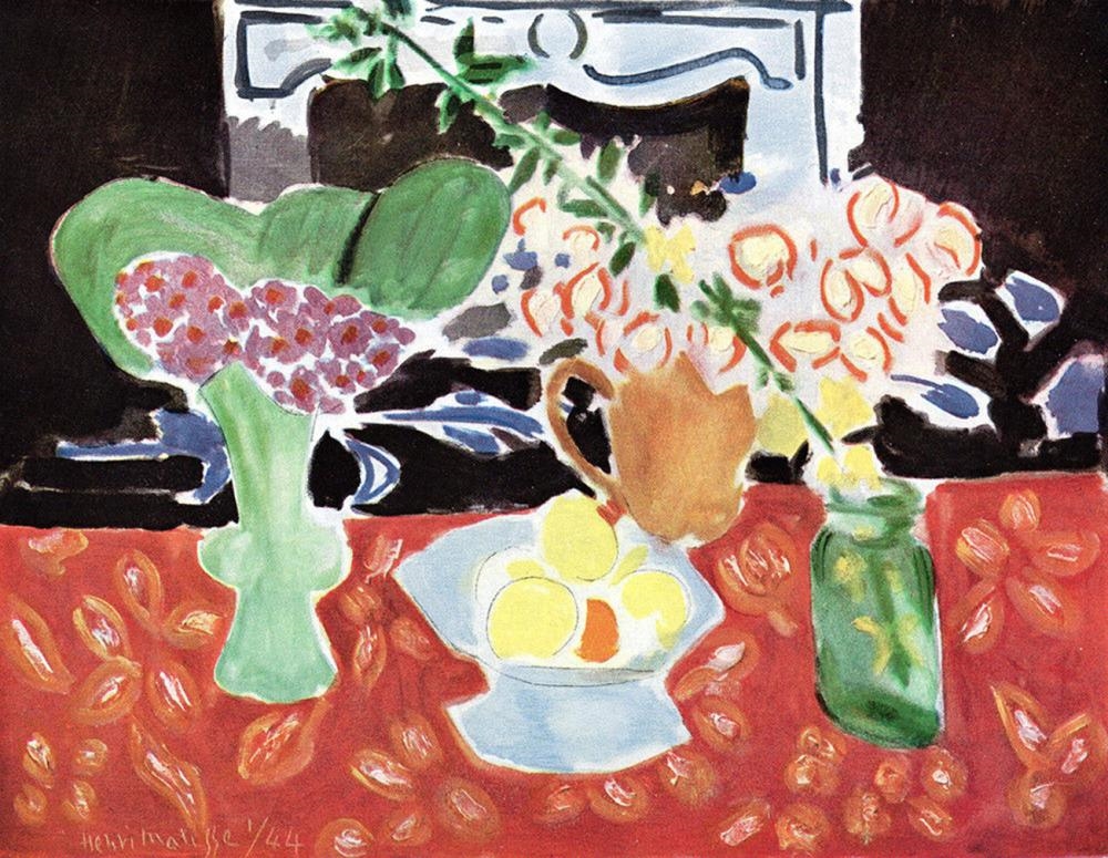 Henri Matisse | Red Still Life With Christmas Roses And Saxifrages ...
