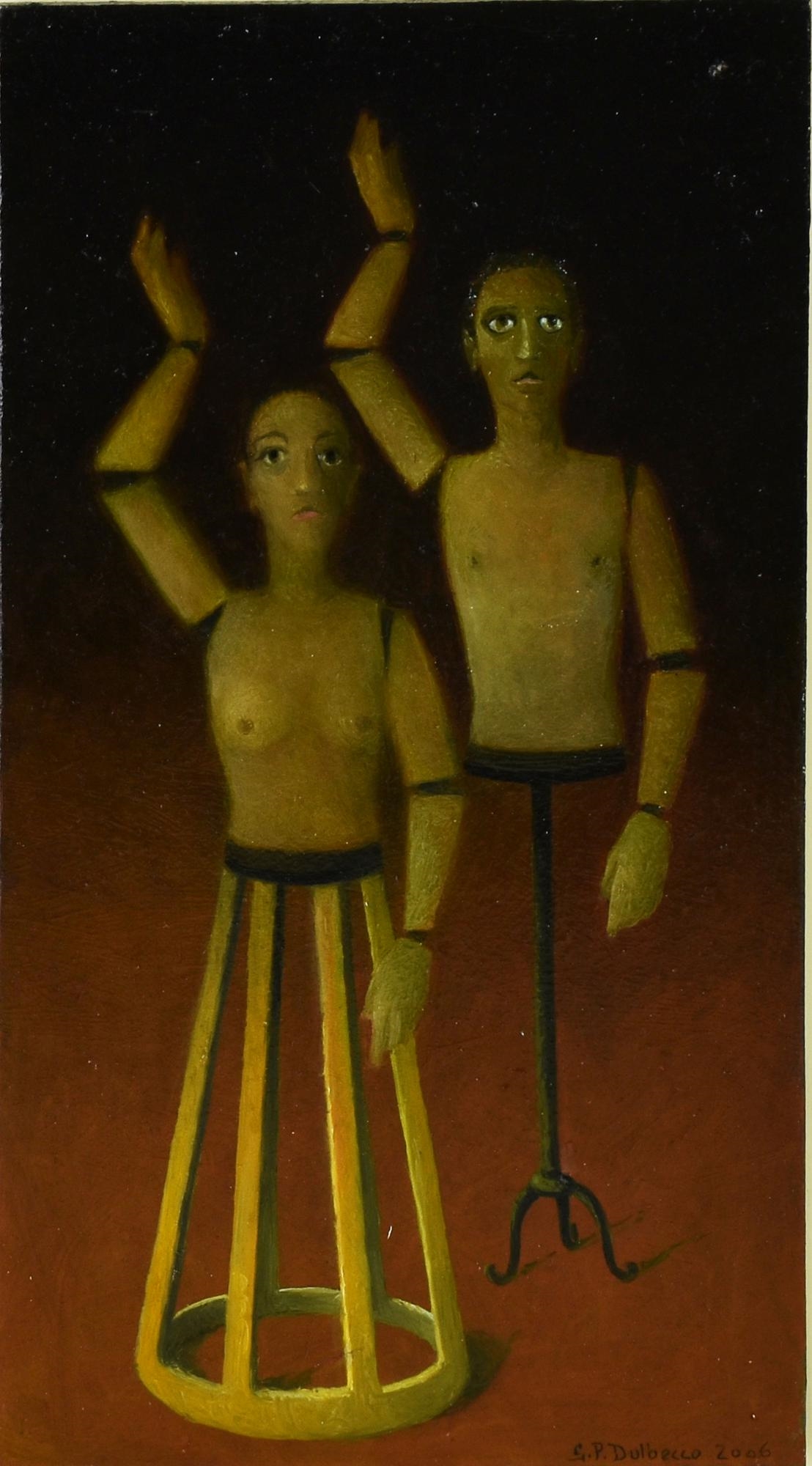 Artwork by Gian Paolo Dulbecco, GLI AMANTI (DALLA SERIE TAROCCHI, Made of Olio Su Tavola