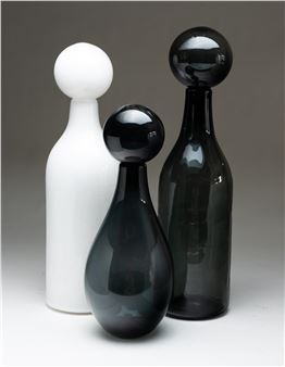 SET OF THREE BLOWN GLASS OVERSIZED DECANTERS - Elizabeth Lyons