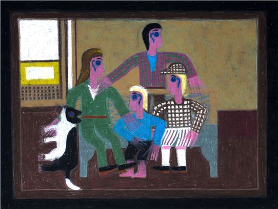Family with Dog by Eddie Arning