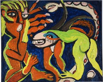 Woman With Snake and Creature - Joseph Hardin