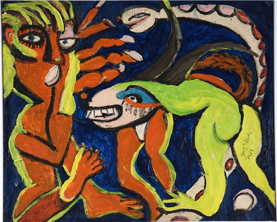 Woman With Snake and Creature by Joseph Hardin