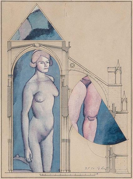 Collage with female nude - Jiří Kolář