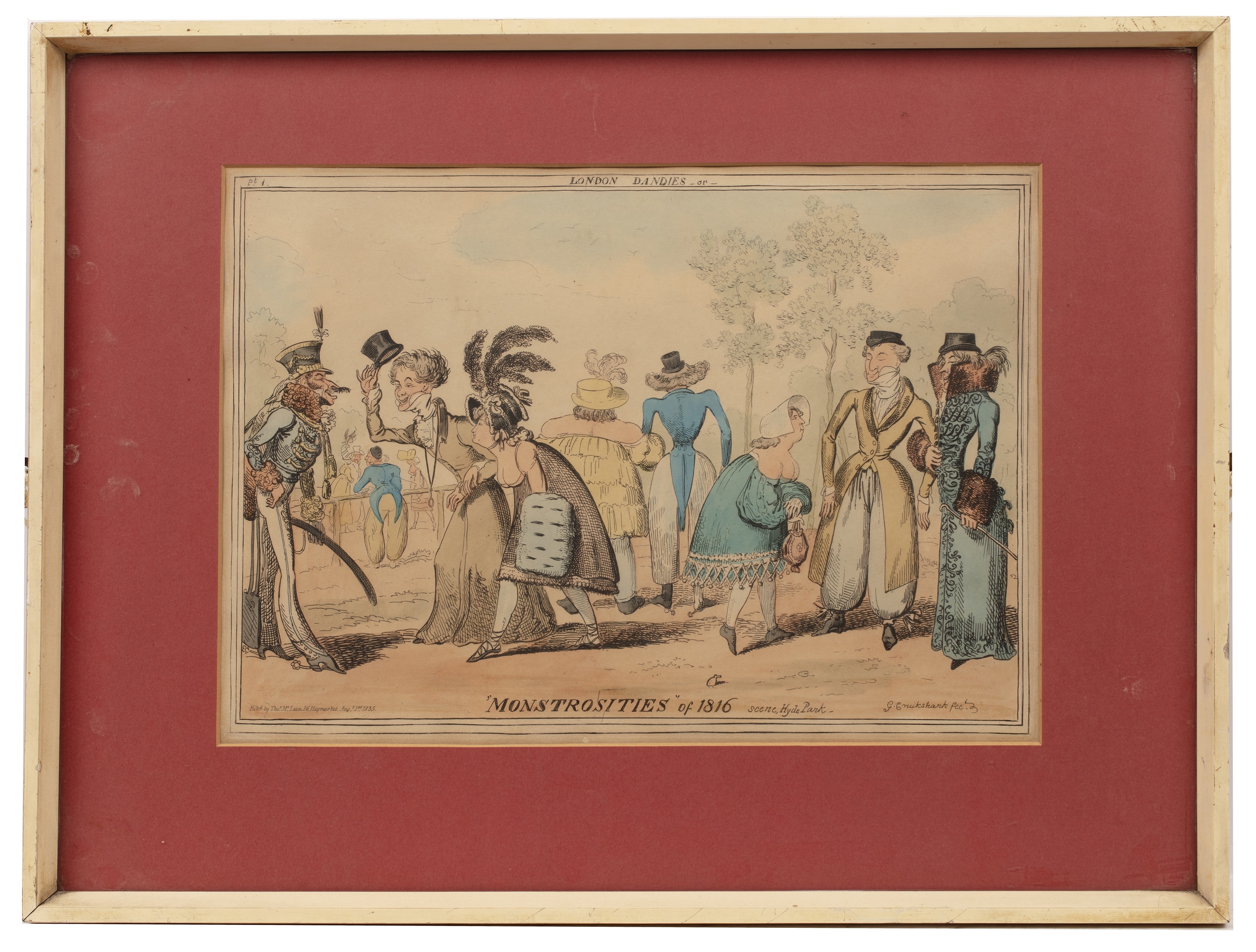 Artwork by George Cruikshank, London Dandies, or Monstrosities of 1816, Made of Etching