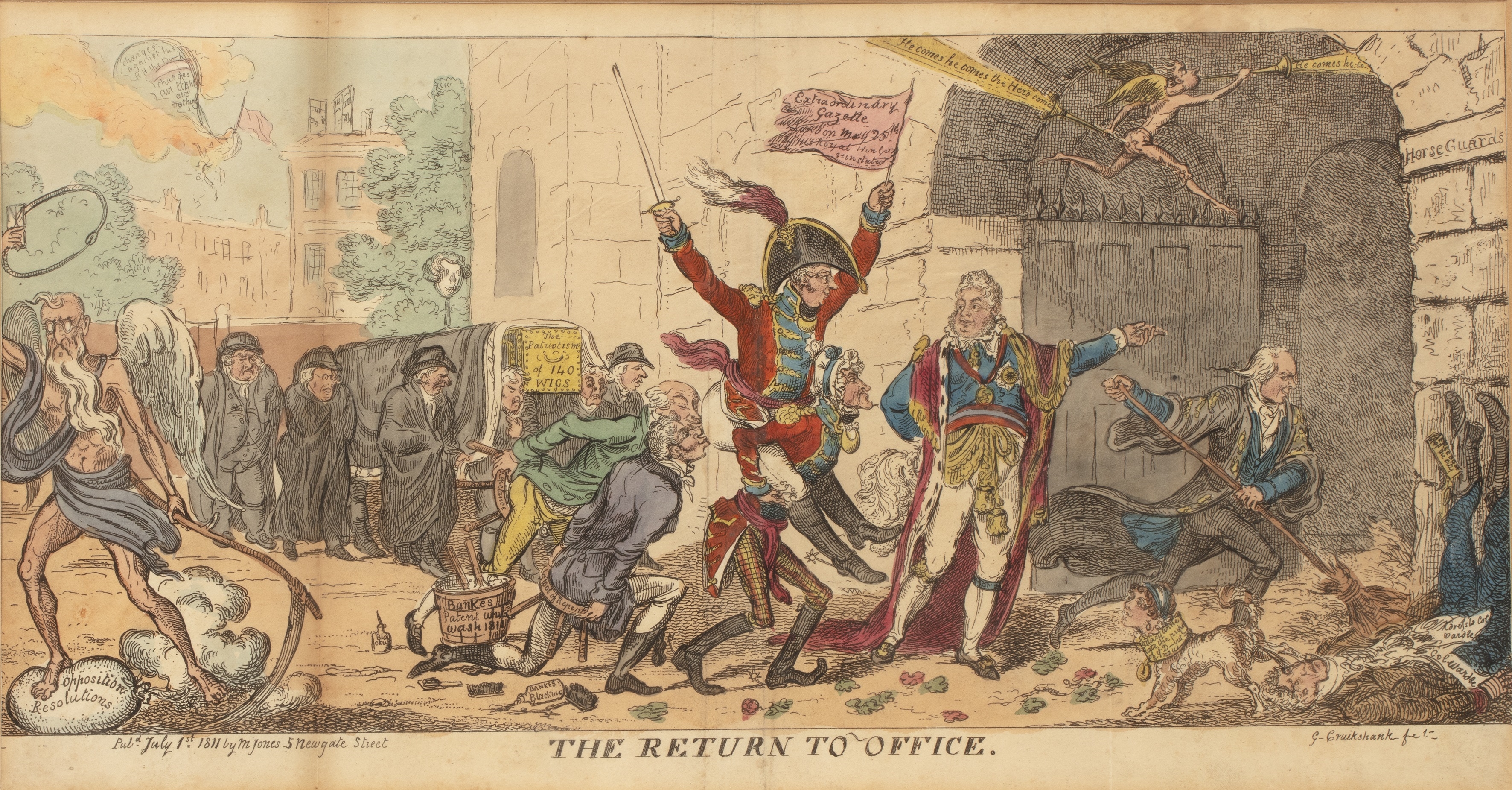 Artwork by George Cruikshank, London Dandies, or Monstrosities of 1816, Made of Etching