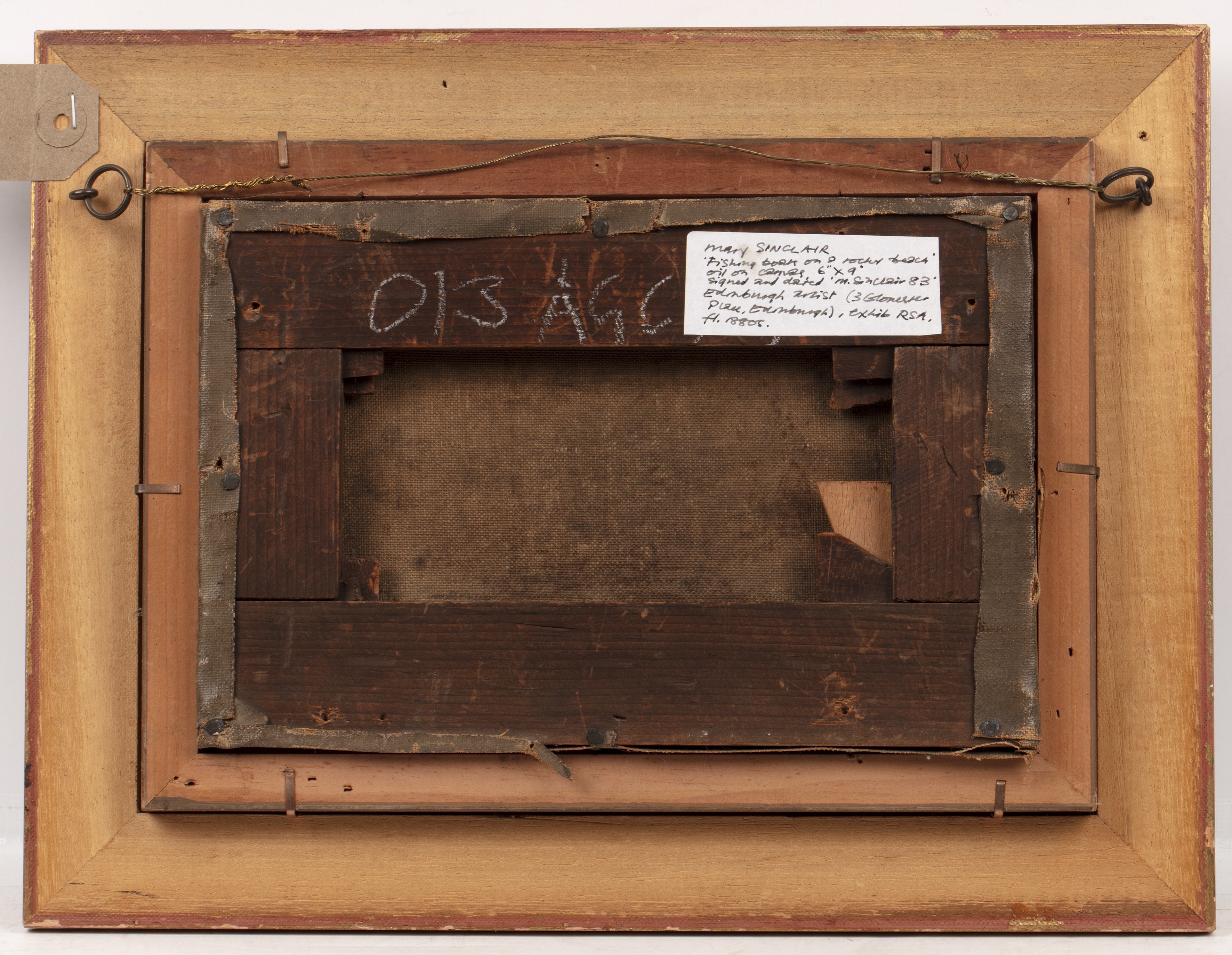 Artwork by Mary Sinclair, Fishing boats on a rocky beach, Made of Oil On Canvas