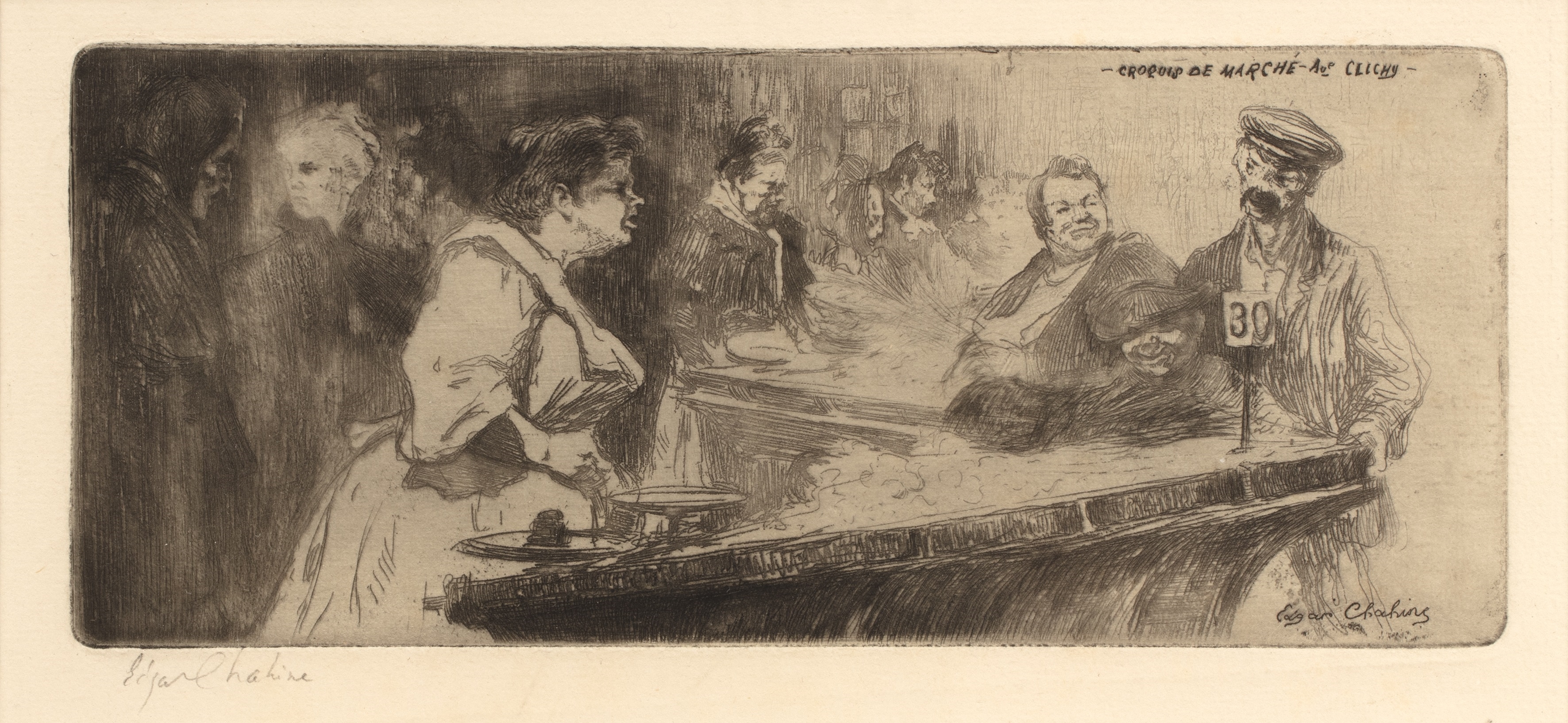 Artwork by Edgar Chahine, A nude reclining on a bed, Made of Etching