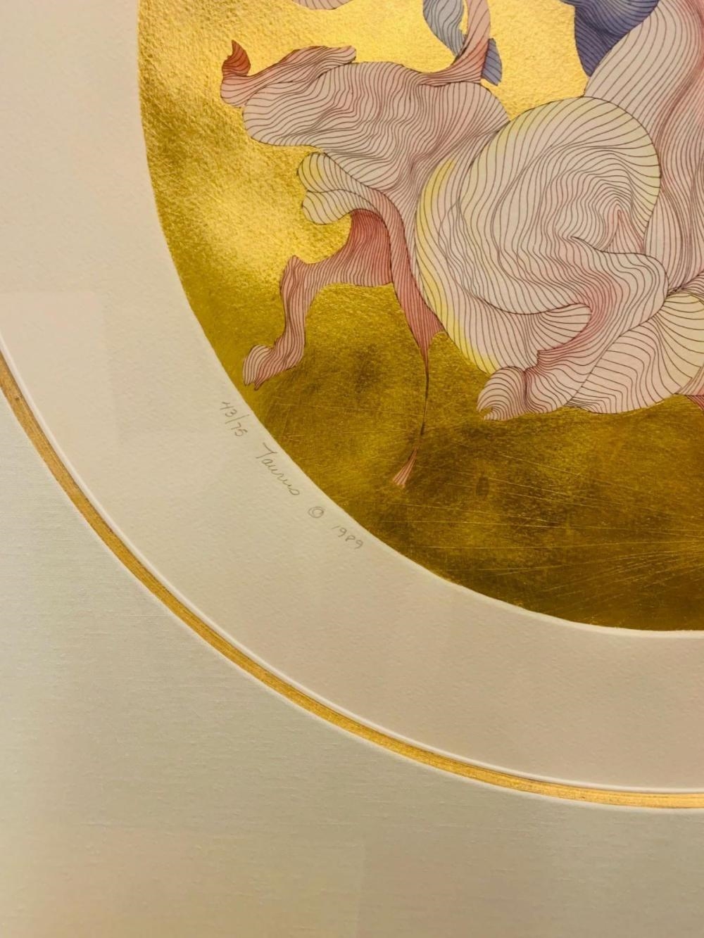 Artwork by Guillaume A. Azoulay, Hand colored with hand laid gold leaf serigraph, Made of Hand Colored With Hand Laid Gold Leaf Serigraph
