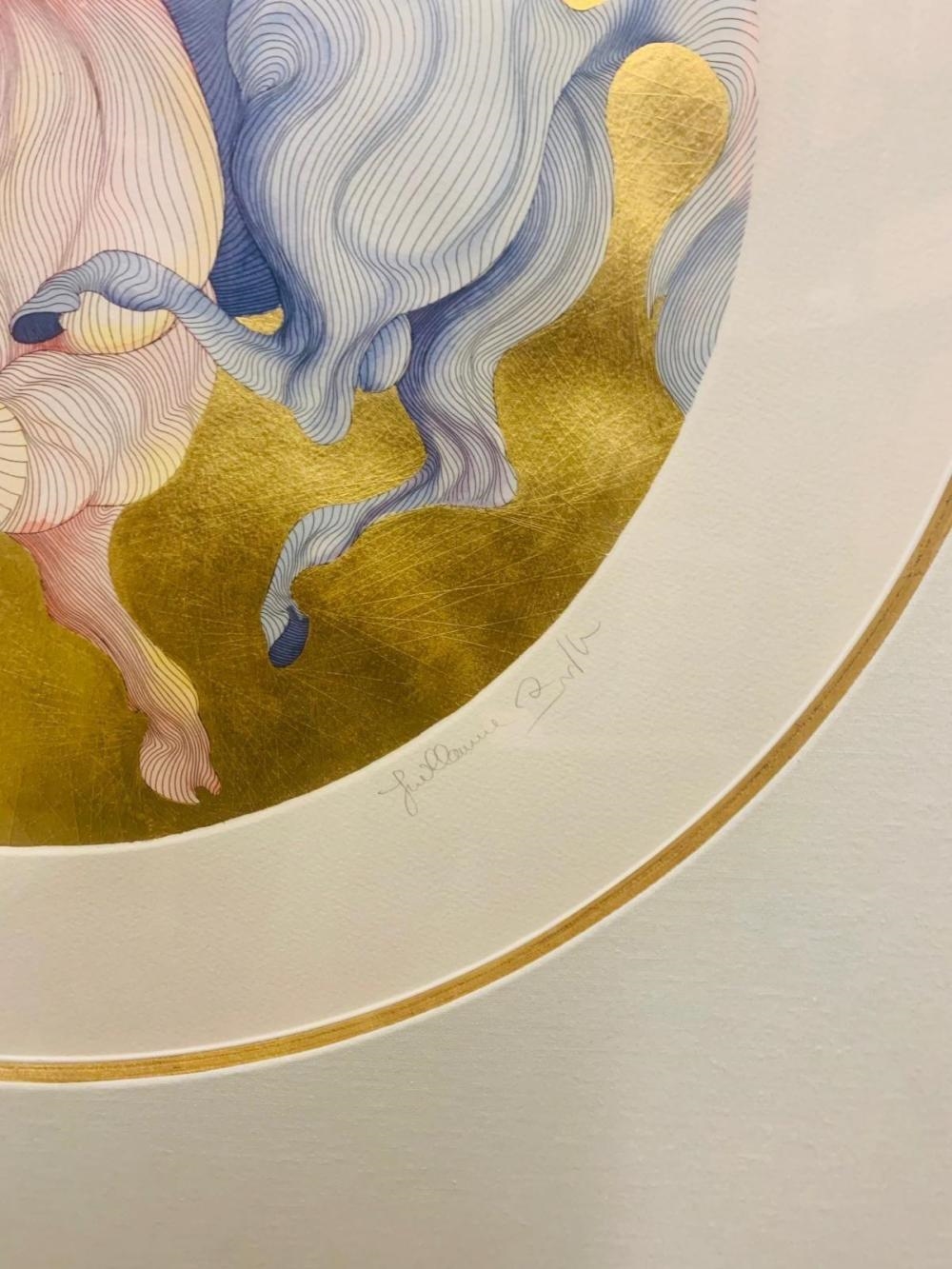 Artwork by Guillaume A. Azoulay, Hand colored with hand laid gold leaf serigraph, Made of Hand Colored With Hand Laid Gold Leaf Serigraph