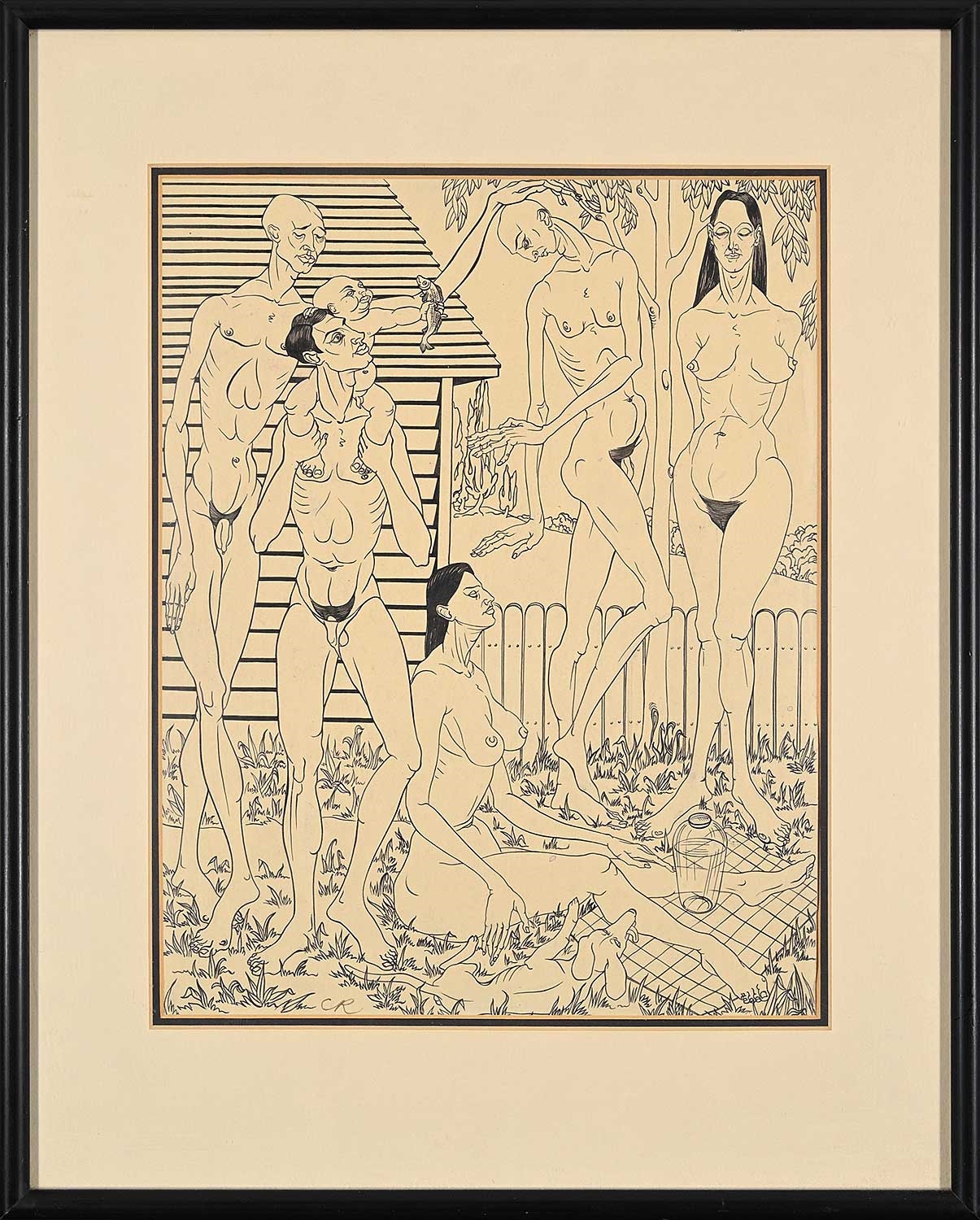 Artwork by Clifford Foard Robinson, Untitled - Backyard Picnic, Made of Ink On Paper