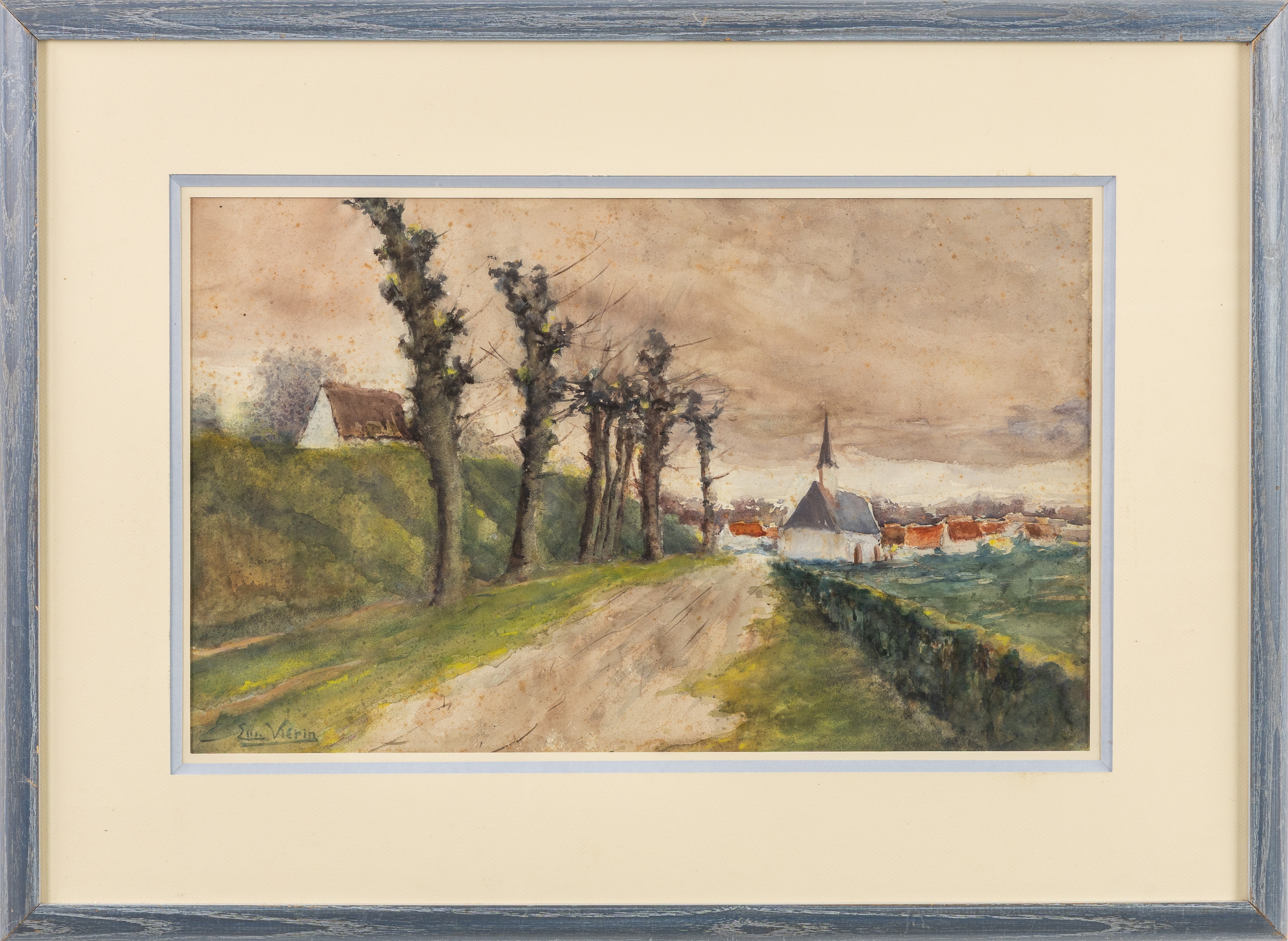 Artwork by Emmanuel Vierin, Village View, Made of Watercolour On Paper