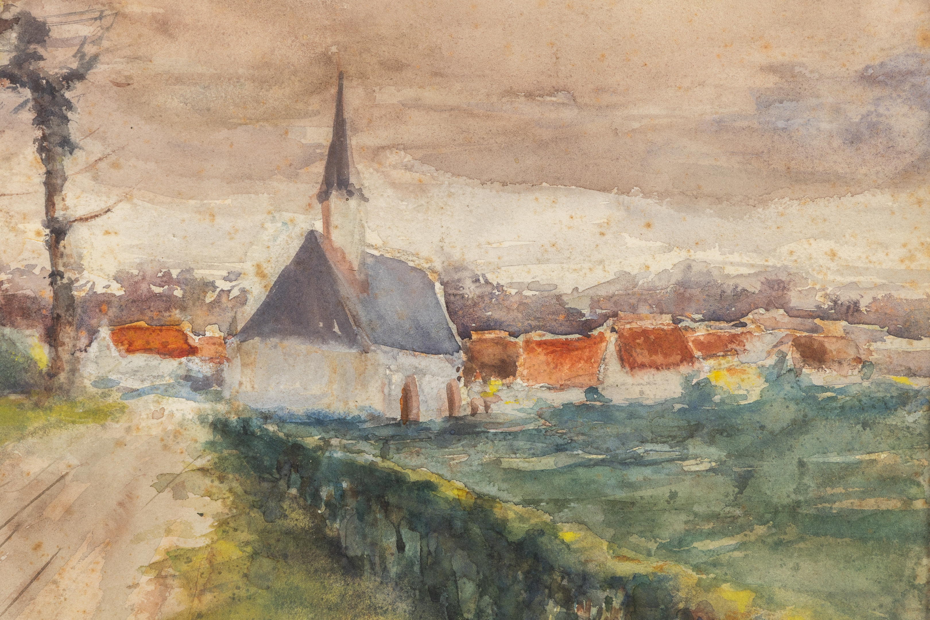 Artwork by Emmanuel Vierin, Village View, Made of Watercolour On Paper