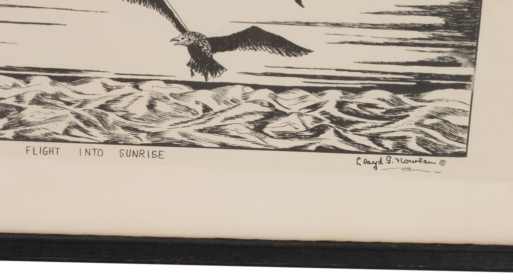 Artwork by Lloyd G. Nowlan, Flight Into Sunrise; Final Resting Place, Made of Prints
