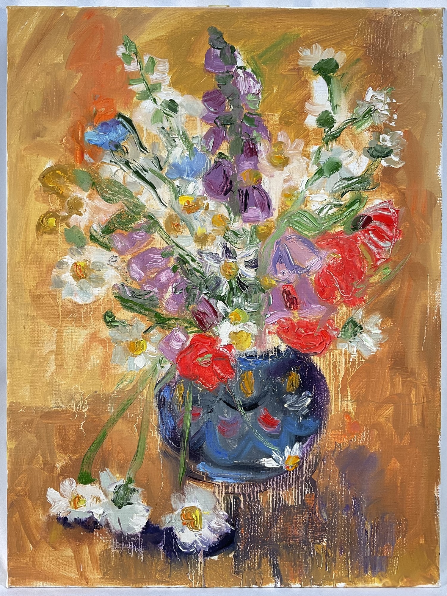 Annelise Firth | Still life of flowers in blue vase (2025) | MutualArt