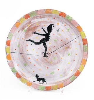 Polychrome Glazed Art Pottery Plate - Polly Burnell