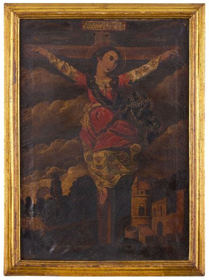 A crucified saint - South American School, 18th Century
