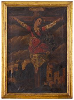 A crucified saint - South American School, 18th Century