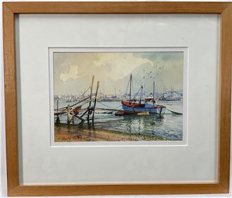 watercolour of Southwold, fishing boat - David Talks