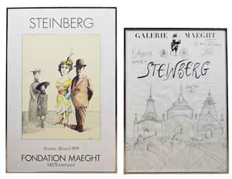 2 Saul Steinberg Exhibition Posters 1953, 1979 - Saul Steinberg
