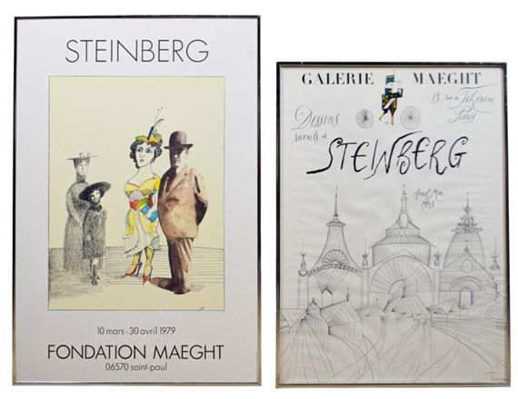 2 Saul Steinberg Exhibition Posters 1953, 1979