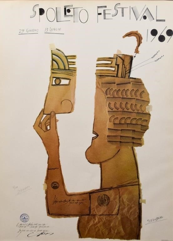 Artwork by Saul Steinberg, 2 Saul Steinberg Posters Spoleto, Fondation Maeght, Made of Vintage Posters