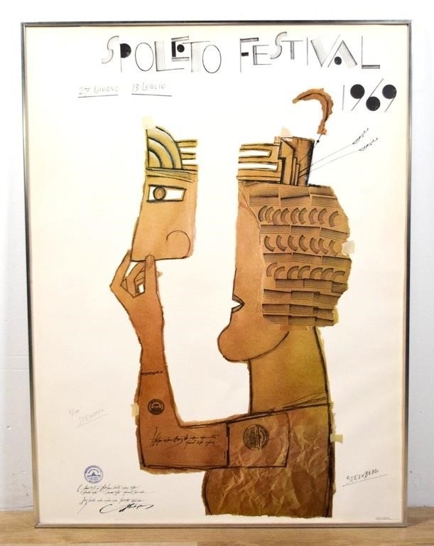 Artwork by Saul Steinberg, 2 Saul Steinberg Posters Spoleto, Fondation Maeght, Made of Vintage Posters