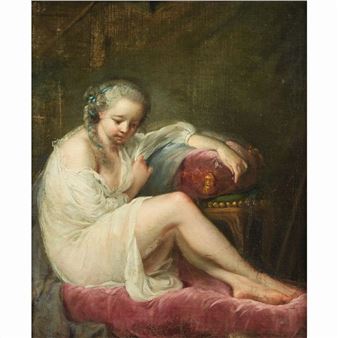Jeune fille pensive - Gabriel Jacques de Saint-Aubin