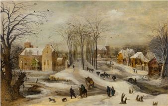 A winter landscape with travellers - Joos de Momper II
