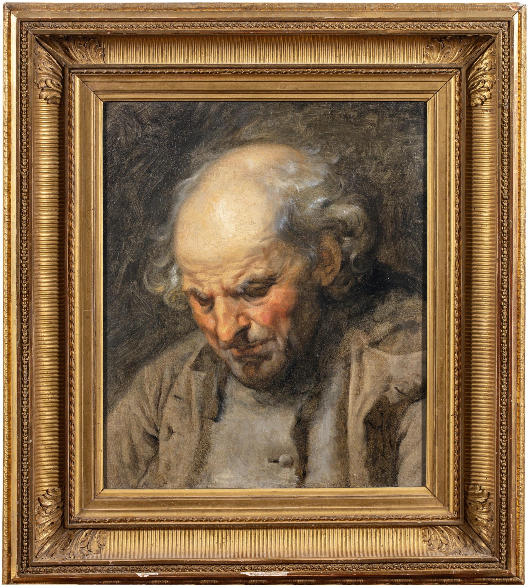 Artwork by Jean-Baptiste Greuze, Study of an old man, head and shoulders, Made of oil on canvas