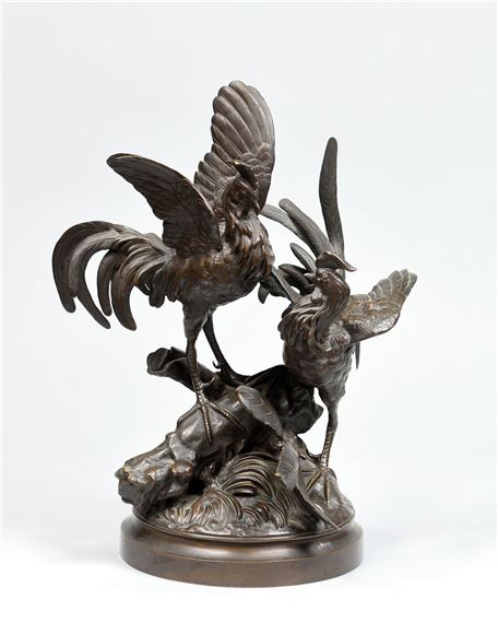 The two roosters - Auguste Jean Baptiste Lechesne