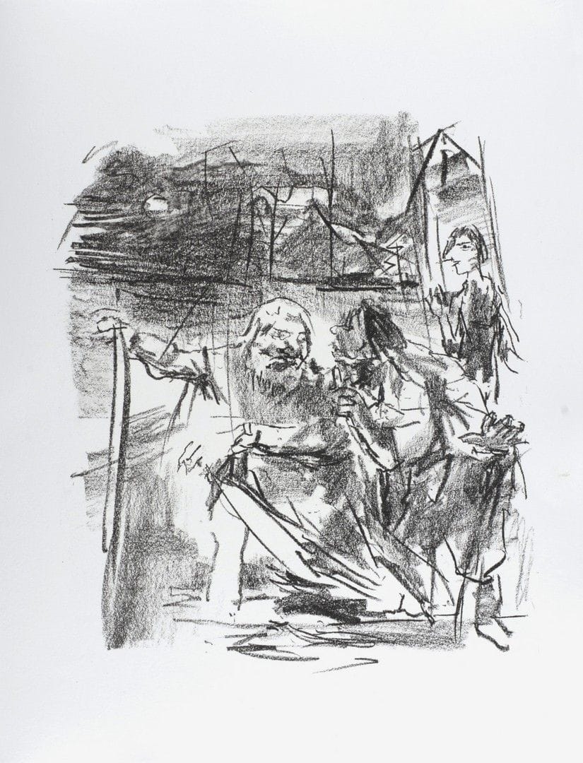 Artwork by Oskar Kokoschka, Gloucester led by an old man, Made of Lithograph On Handmade Crisbrook Paper