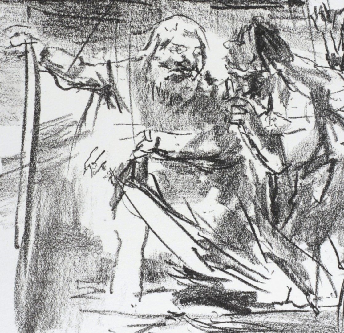 Artwork by Oskar Kokoschka, Gloucester led by an old man, Made of Lithograph On Handmade Crisbrook Paper