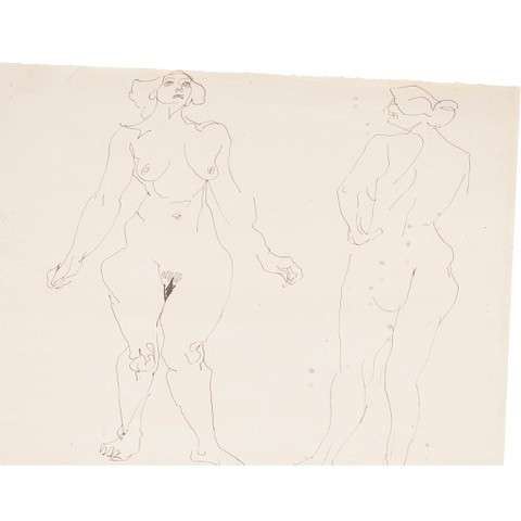 TWO FEMALE NUDES STANDING