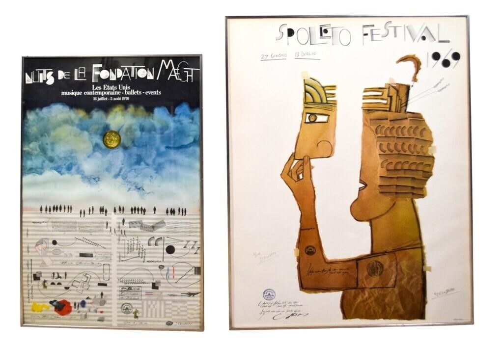 Artwork by Saul Steinberg, 2 Saul Steinberg Posters Spoleto, Fondation Maeght, Made of Vintage Posters