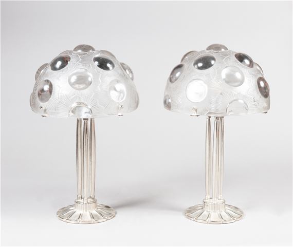Pair of lamp-mounted Soleil basins, designed in 1926 - René Lalique