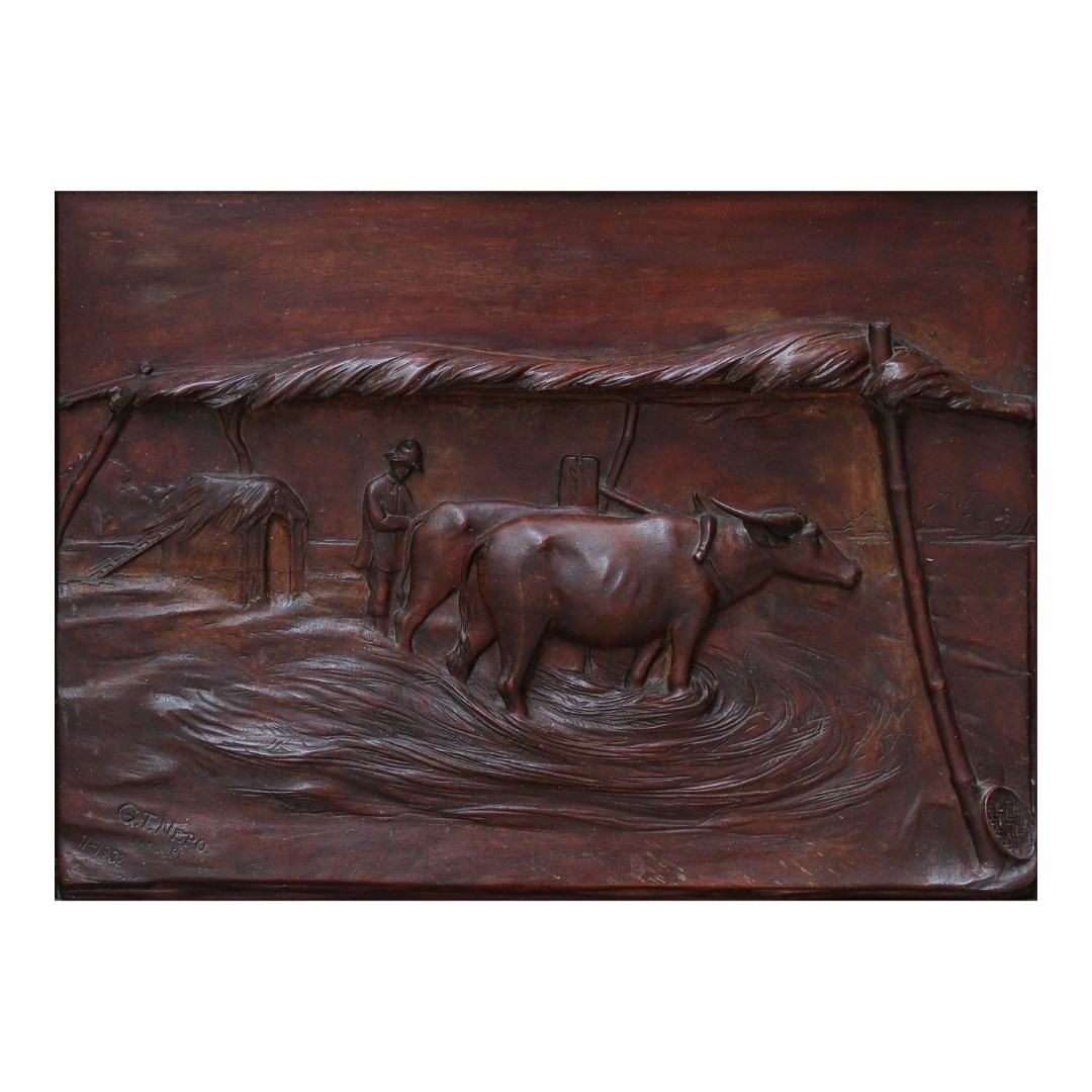 Artwork by Graciano T. Nepomuceno, Rural Scene, Made of Narra