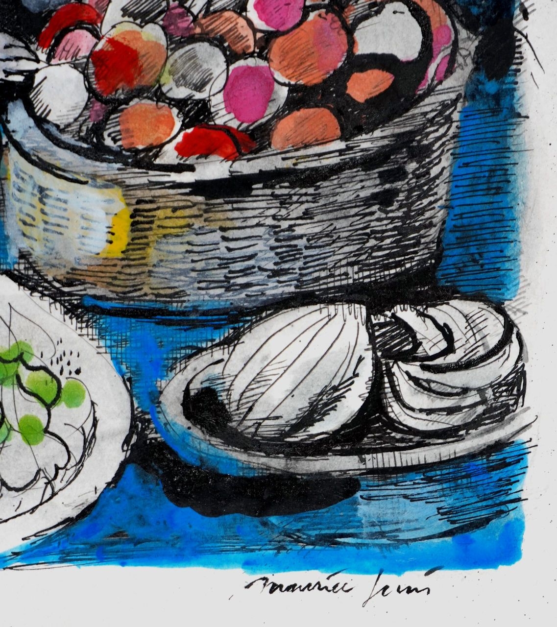 Artwork by Maurice Genis, The fruit seller, Made of Indian Ink And Wash