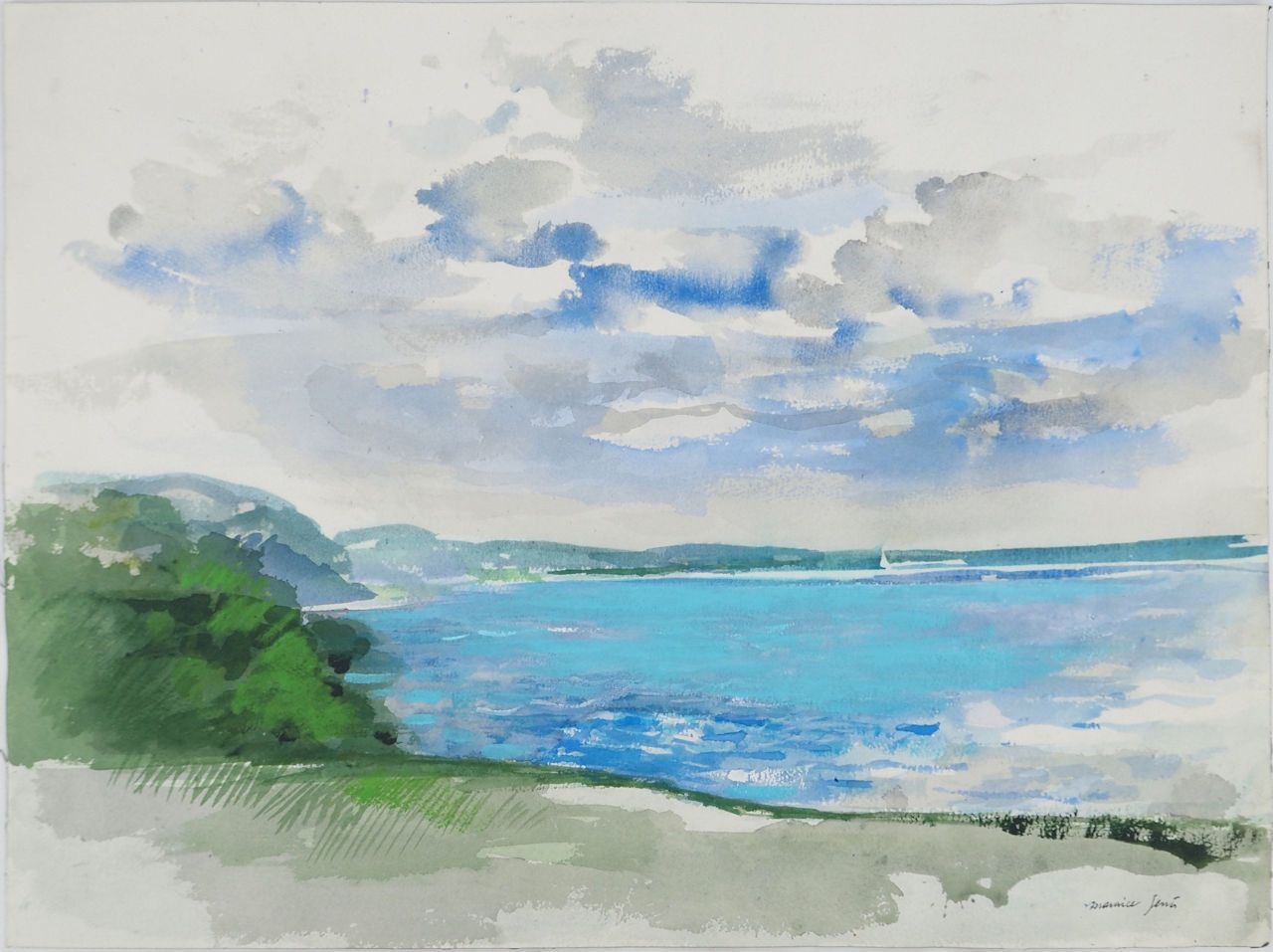 Artwork by Maurice Genis, Reflections on the lake, Made of Watercolor