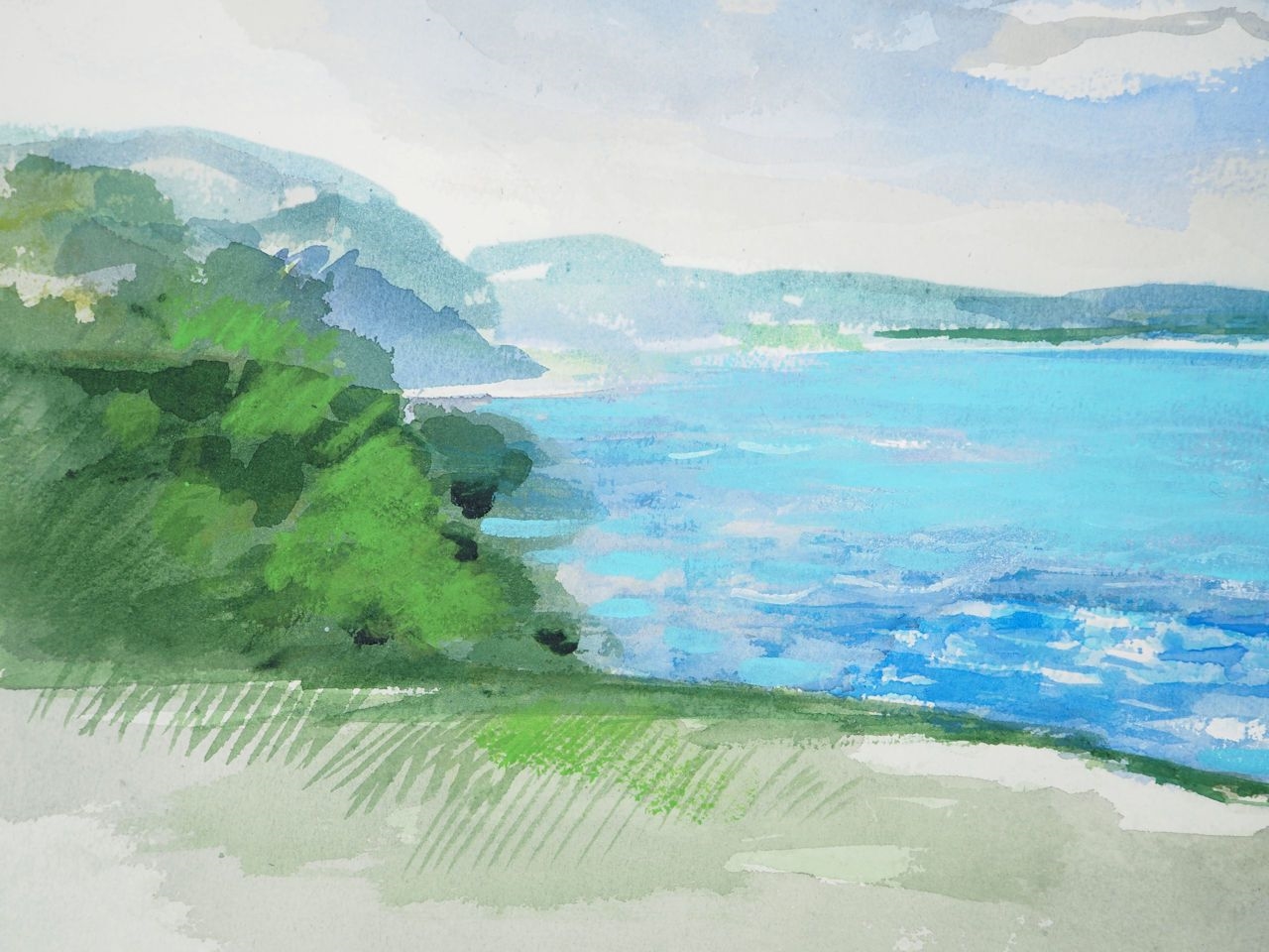 Artwork by Maurice Genis, Reflections on the lake, Made of Watercolor