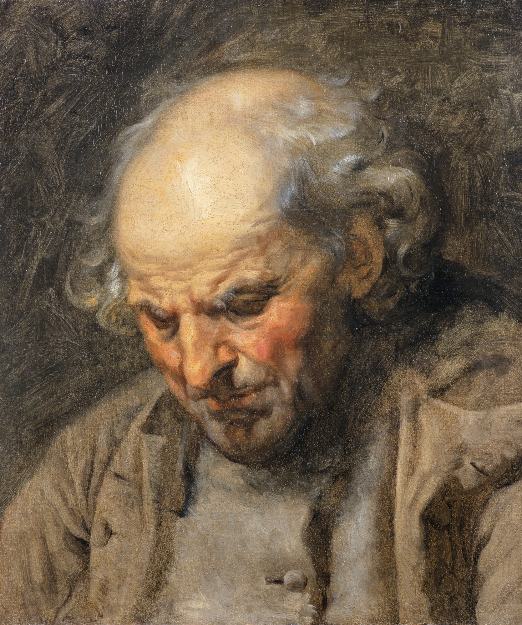 Artwork by Jean-Baptiste Greuze, Study of an old man, head and shoulders, Made of oil on canvas