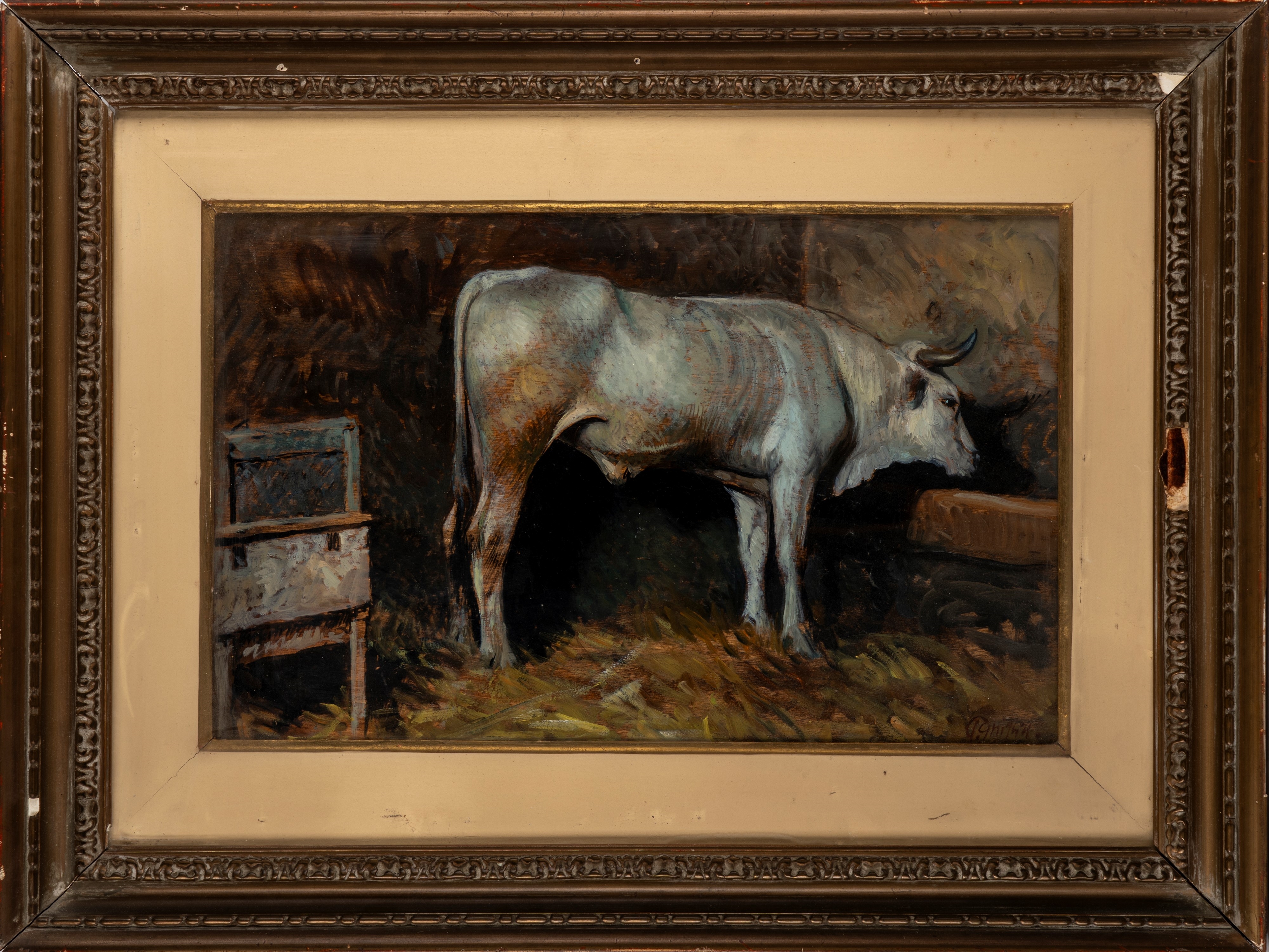 Artwork by Paolo Ghiglia, At the manger, Made of Oil On Panel