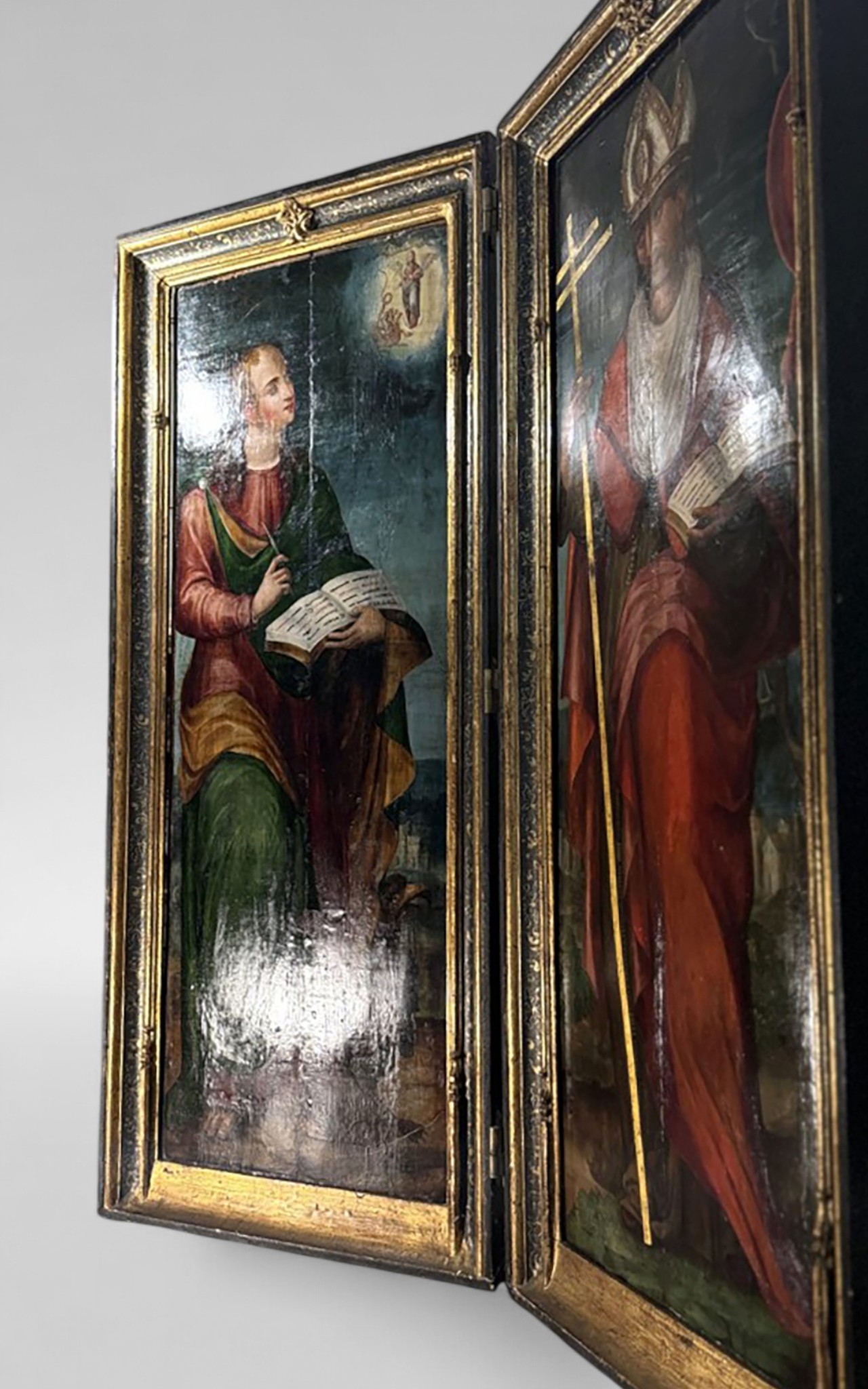 Artwork by Diego De Aguilar, Díptico representando a San Juan y San Eugenio de Toledo, Made of Óleo Sobre Tabla