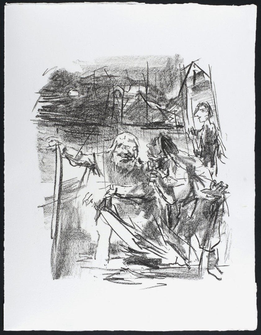 Artwork by Oskar Kokoschka, Gloucester led by an old man, Made of Lithograph On Handmade Crisbrook Paper