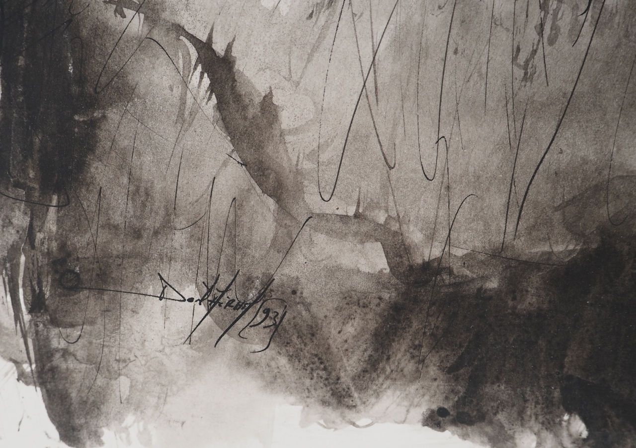 Artwork by Daniel Airam, Man with piercing gaze, Made of Watercolor And Wash Drawing